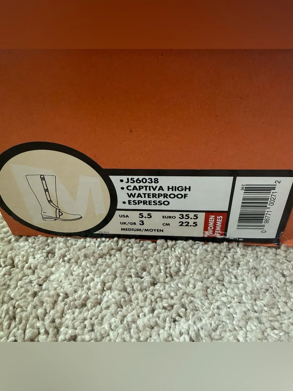 Merrell Captiva High Waterproof Boots in Espresso Sz 5.5